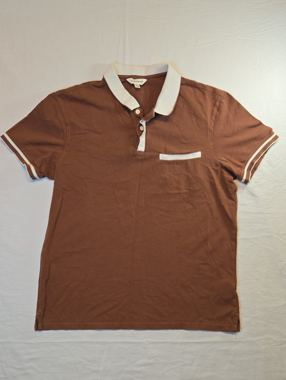 Club Monaco Brown 1/4 Button Down Polo Shirt with White Trim